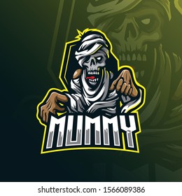 mummy mascot logo design vector with modern illustration concept style for badge, emblem and tshirt printing. angry mummy illustration.