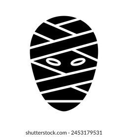 Mummy Mask black linear, silhouette icon color editable