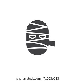 Mummy mask icon vector, filled flat sign, solid pictogram isolated on white. Halloween holiday Symbol, logo illustration.