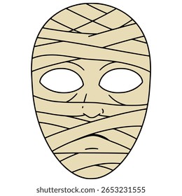 mummy mask party carnival celebration birthday halloween flat color vector illustration template design