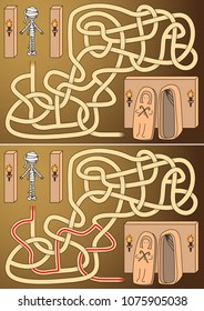 Mummy maze for kids with a solution