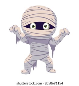 Mummy monster for Halloween. Vector flat cartoon illustration