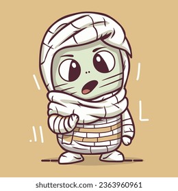 Mummy monster for Halloween. Vector flat illustration