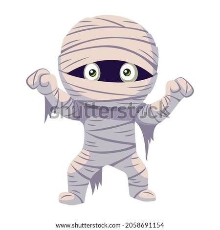 Mummy monster for Halloween. Vector flat cartoon illustration Stock fotó © 