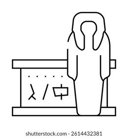 mummy museum exhibit line icon vector. mummy museum exhibit sign. isolated contour symbol black illustration