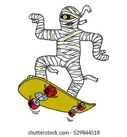 Mummy on skateboard