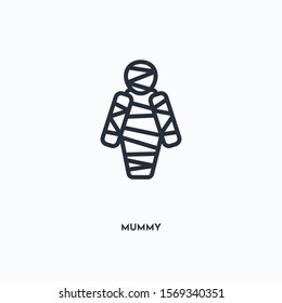 Mummy outline icon. Simple linear element illustration. Isolated line Mummy icon on white background. Thin stroke sign can be used for web, mobile and UI.