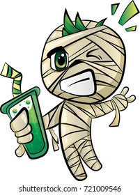 The mummy at the party with a cocktail