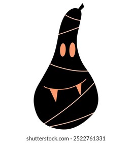 Ilustración vectorial de calabaza de la momia, momia con colmillos, fantasma sobre fondo blanco 