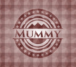 Mummy Red Badge With Geometric Pattern. Seamless.