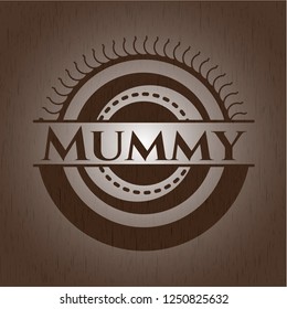 Mummy retro style wooden emblem
