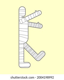 Mummy is running. Mummy run isolated. vector illustration