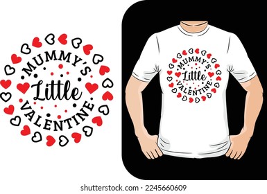 Mummy s little valentine t-shirt design - Vector graphic, typographic poster, vintage, label, badge, logo, icon or t-shirt