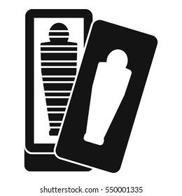 Mummy in sarcophagus icon. Simple illustration of mummy in sarcophagus vector icon for web