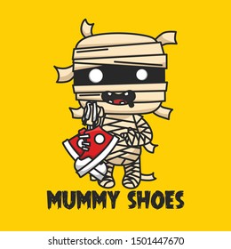 Mummy Shoes Logo and branding. Mummy bring Shoes Illustration. vector illustration.