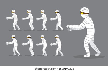 Mummy Side Cartoon Animation Frame Walking Vector