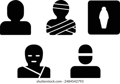 mummy silhouette. Vector illustration for graphic design, logos, websites, and social media.