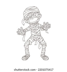 Mummy Simple vector illustration with line-art on white background.