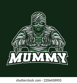 Mummy Skull Mascot Logo Illustration