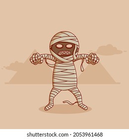 mummy vector design with doodle or flat style. halloween mummy design