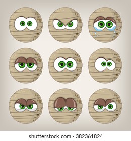 Mummy vector faces. Emotions.