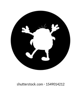mummy - vector logo icon for web. white on black. Minimalistic cartoon style.