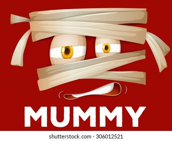 Mummy wrapped with cloth illustration