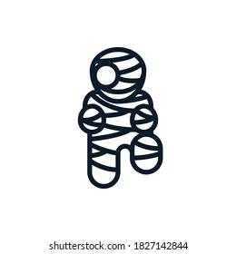 Mummy, zombie outline icons. Vector illustration. Editable stroke. Isolated icon suitable for web, infographics, interface and apps.
