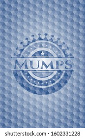 Mumps blue emblem with geometric pattern. Vector Illustration. Detailed.