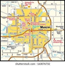 map of muncie indiana Muncie Indiana Area Map Stock Vector Royalty Free 163076732 map of muncie indiana