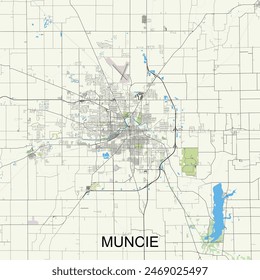 Muncie, Indiana, United States map poster art