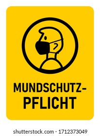 Mundschutz-Pflicht ("Mandatory Use of Face Mask" in German) Instruction Icon against the Spread of the Novel Coronavirus Covid-19. Vector Image.