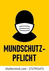 Mundschutz-Pflicht ("Uso obligatorio de la máscara facial" en alemán) Icono de instrucción. Imagen vectorial.