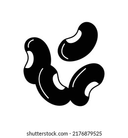 Mung bean icon in black flat glyph, filled style isolated on white background