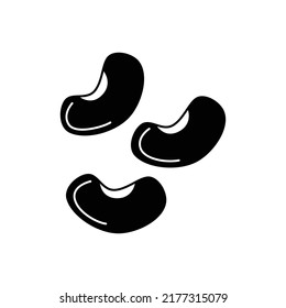 Mung bean icon in black flat glyph, filled style isolated on white background