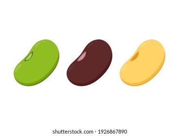 Mung bean, Kidney bean and Soy bean on white background.