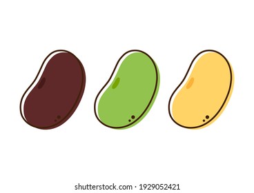 Mung bean, Kidney bean and Soy bean on white background. Bean logo design.