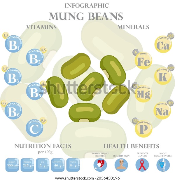 Mung Beans Nutrition Facts Health Benefits Stock Vector (Royalty Free ...