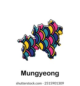 Mungyeong Stadt Korea Karte, Vektorgrafik, Vektorvorlage mit buntem Kreisformat einzeln auf weißem Hintergrund
