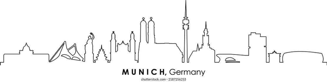 MUNICH bavaria alemania Skyline Vector
