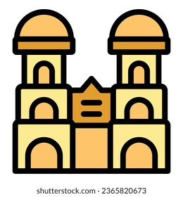 Munich building icon outline vector. Germany skyline. Bavarian sausage color flat