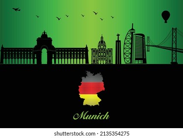 Munich City Skyline Silhouette - illustration