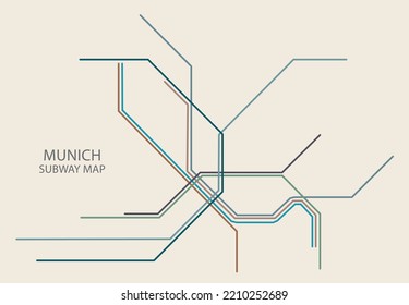 Munich city subway vector map colored