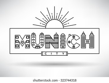 Munich City Typography Design with Building Letters