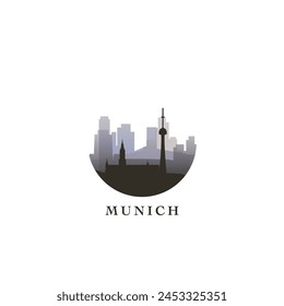 Munich cityscape, gradient vector badge, flat skyline logo, icon. Germany city round emblem idea with landmarks and building silhouettes. Isolated graphic