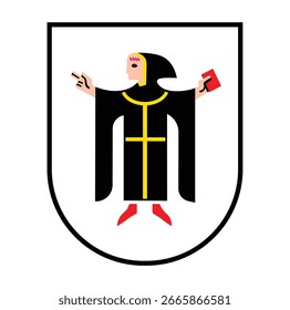 Brasão de armas de Munique. Bandeira de Munique. Ilustração vetorial. 