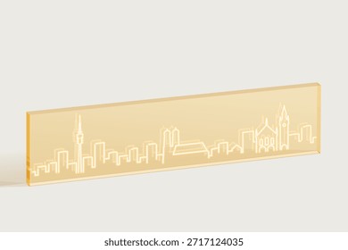Horizonte grabado de Múnich en material transparente - Minimal Line Art