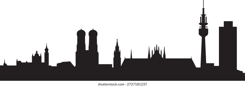 Múnich Alemania horizonte de la ciudad. diseño de Vector negro silueta
