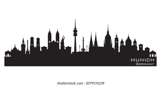 Munich Germany city skyline Detailed vector silhouette