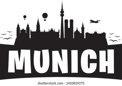 Munich Germany. City Skyline. Silhouette Banner City. Design Vector. Famous Monuments.